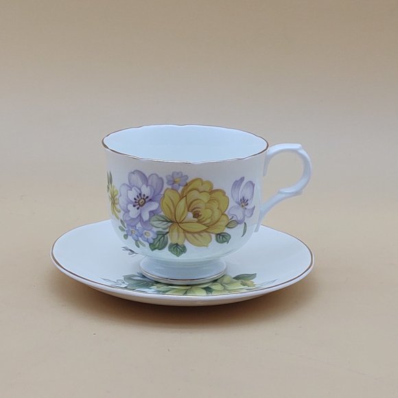 Sadler Tea Cup & Saucer -Wellington, Purple and Yellow Flowers - Picture 3 of 11